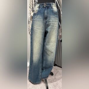 Stylish Blue Wide-Leg Jeans